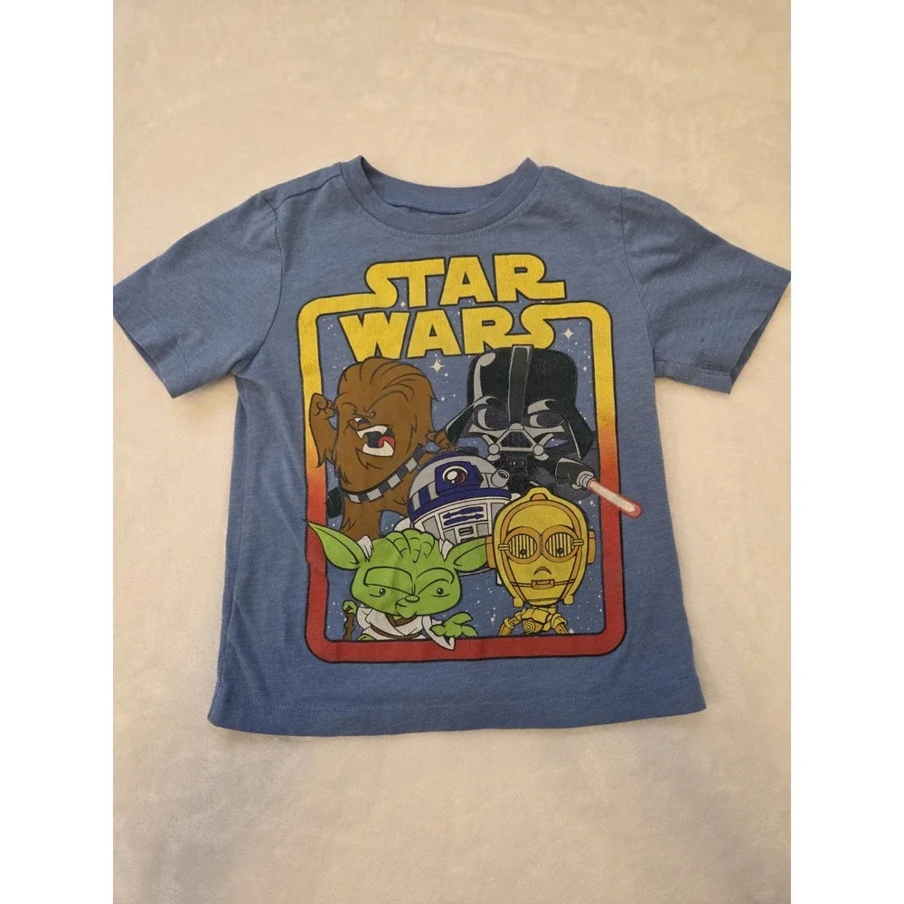 089 Old Navy Star Wars Chewbacca Graphic Tee Blue Short Sleeve Crew Neck 2T